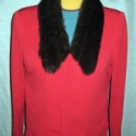  Red Flared Leg Pantsuit Removable Fur Collar