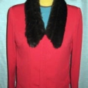 Red Flared Leg Pantsuit Removable Fur Collar